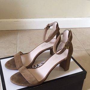 Tan suede heel sandal